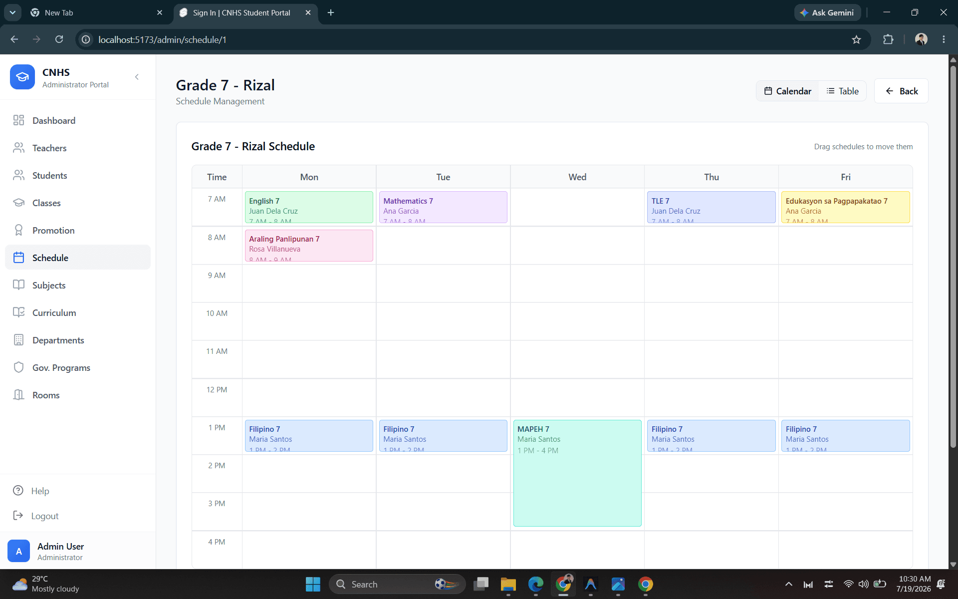 Drag-and-Drop Kanban Schedule Calendar