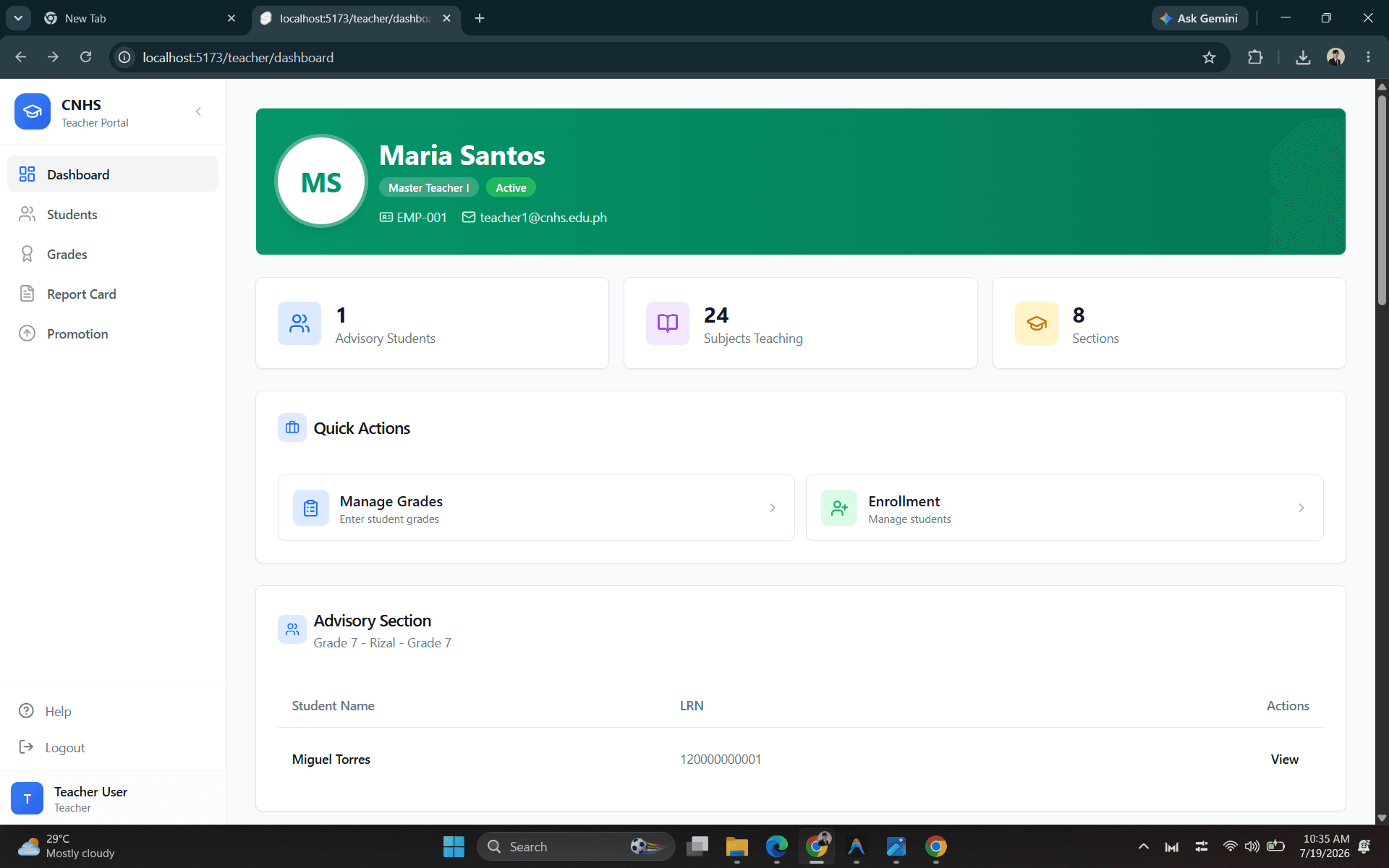 CNHS SIS screenshot 6