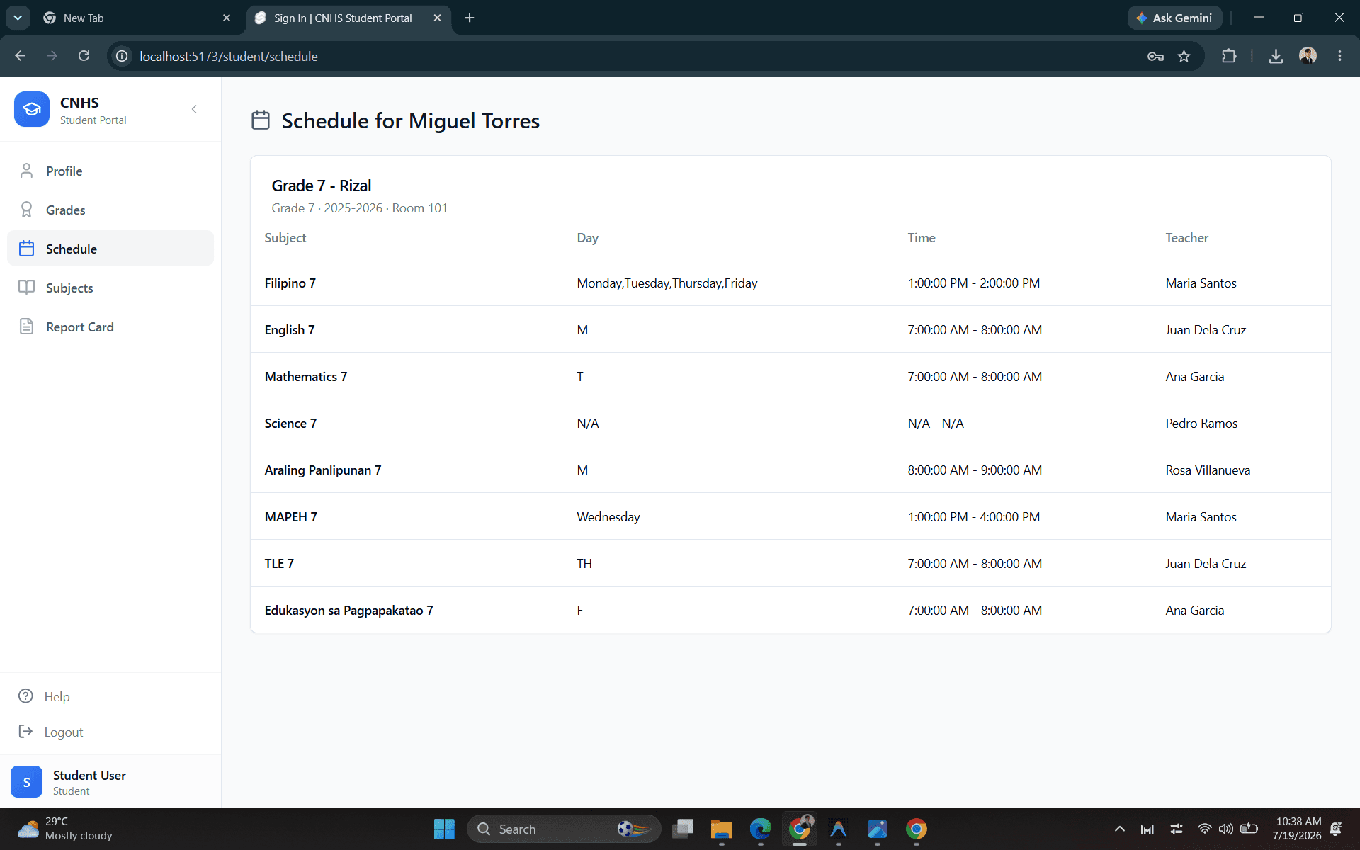 CNHS SIS screenshot 11