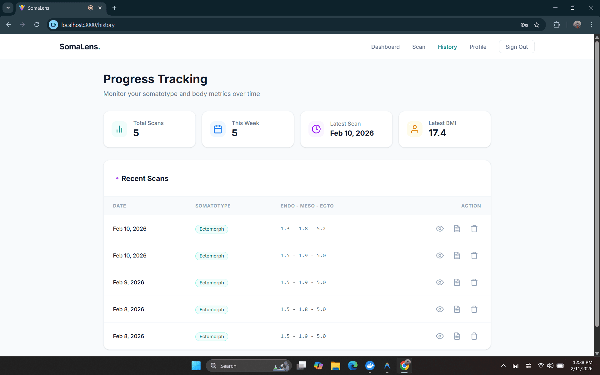 Progress History & Tracking